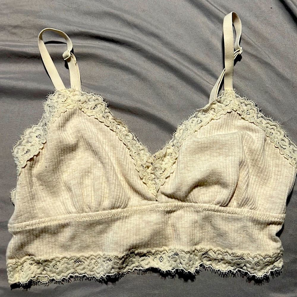 Aerie ribbed knit bandeau with lace trim